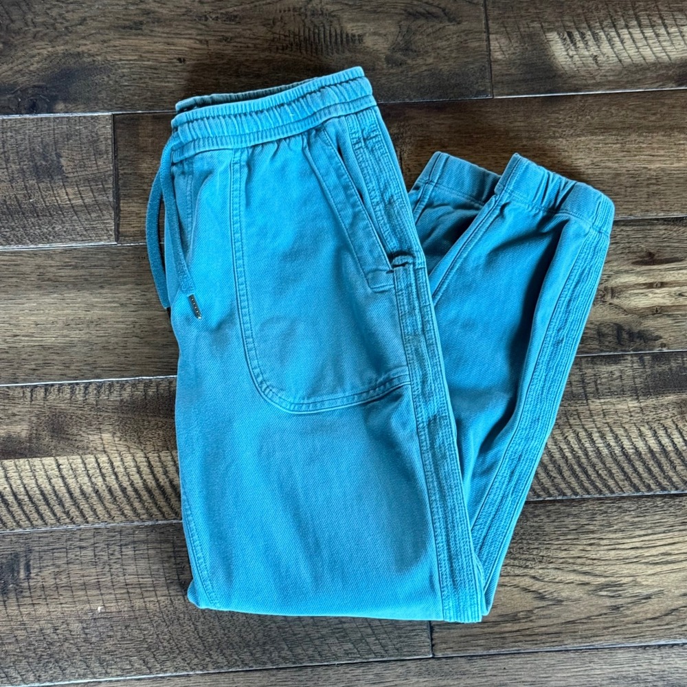 Athleta Farallon Jogger Pants Womens Small Teal Blue Cotton Blend High Rise S